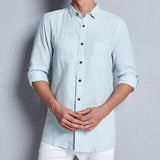 2022 Men's Linen Shirt Long Sleeve Button Shirt