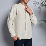 2022 Men's Slim-Fit Long-Sleeve Band-Collar Shirt