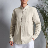 Men's Linen Button Down Pocket Shirt