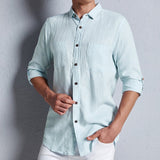 2022 Men's Linen Shirt Long Sleeve Button Shirt