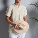 Men's Linen Casual Button Short Sleeve Shirt