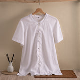 Men's Linen Stand Collar Casual Button Shirt