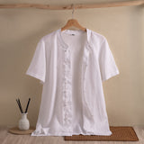 Men's Linen Casual Button Short Sleeve Shirt